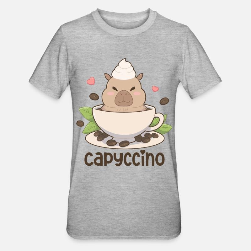 Motif du café capycconcine capybara - T-shirt polycoton Unisexe - gris chiné