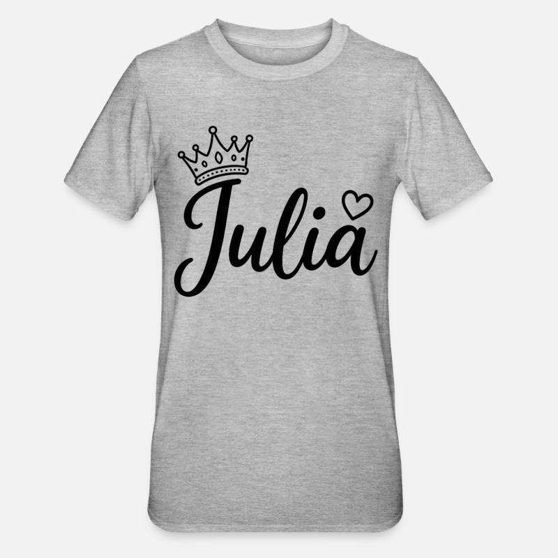 Juliet Name Crown Heart Calligraphy Personalized - Unisex Polycotton T-Shirt - heather grey
