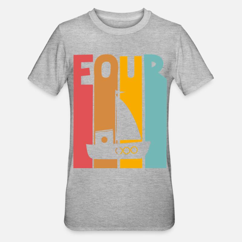 Voilier du 4e anniversaire - T-shirt polycoton Unisexe - gris chiné