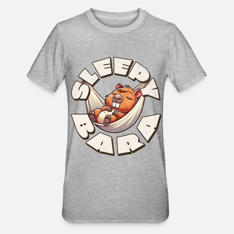 Capybara Bara Endormie - T-shirt polycoton Unisexe - gris chiné