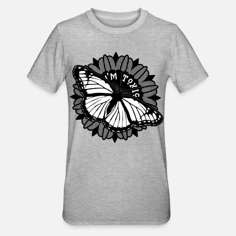 Beauté toxique – Papillon monarque - T-shirt polycoton Unisexe - gris chiné