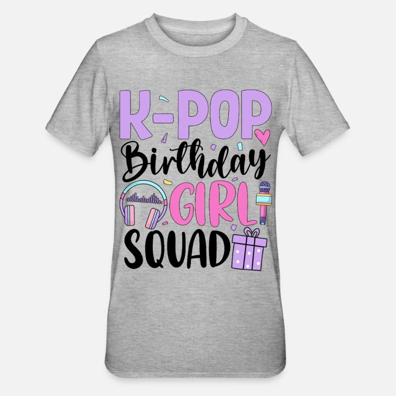 Équipe des filles d’anniversaire K Pop - T-shirt polycoton Unisexe - gris chiné