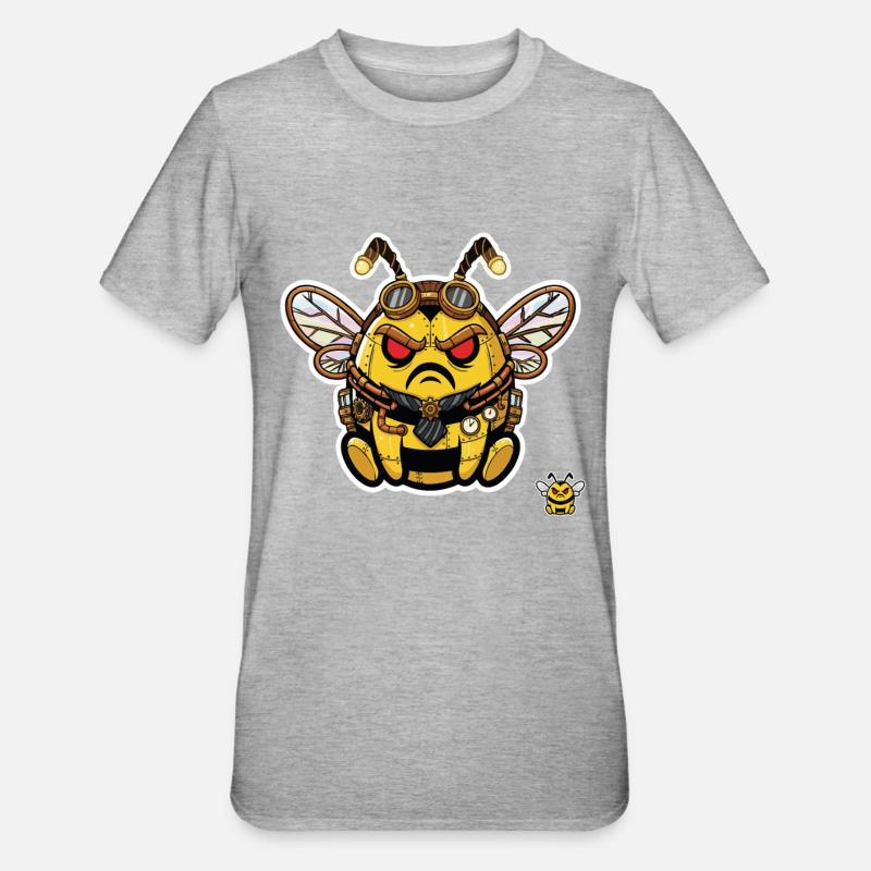 Bionic Edgy Steampunk Cyborg Bee - Unisex Polycotton T-Shirt - heather grey