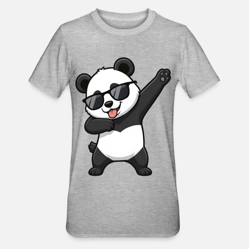 Dabbing Panda - Unisex Polycotton T-Shirt - heather grey