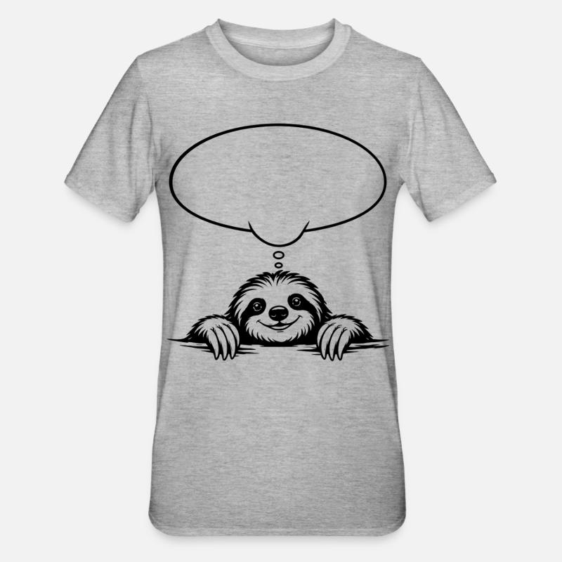Faultier_mit_Denkblase - T-shirt polycoton Unisexe - gris chiné