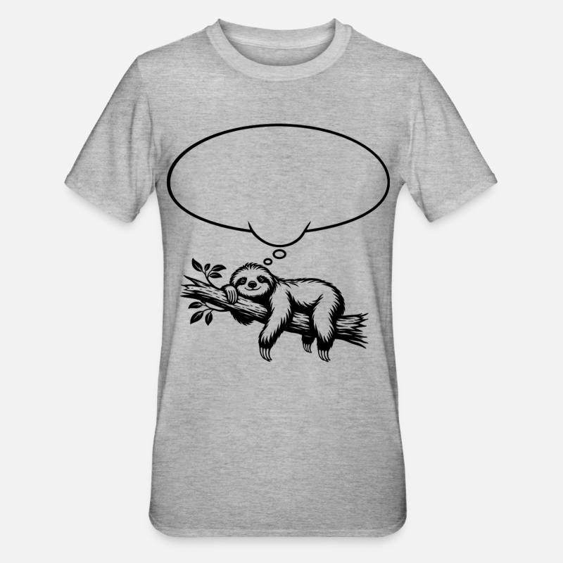 Faultier_chillend_mit_Denkblase - T-shirt polycoton Unisexe - gris chiné