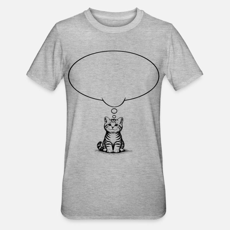 Katzenbaby_sitzend_mit_Denkblase - T-shirt polycoton Unisexe - gris chiné