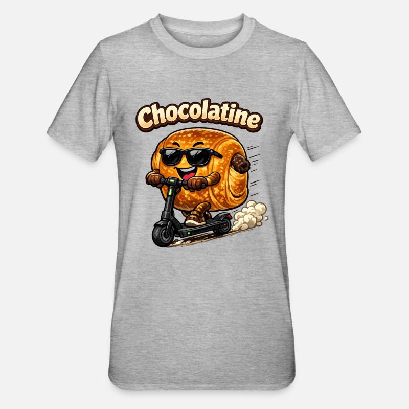 Chocolatine-Roller - Unisex Polycotton T-Shirt - Grau meliert