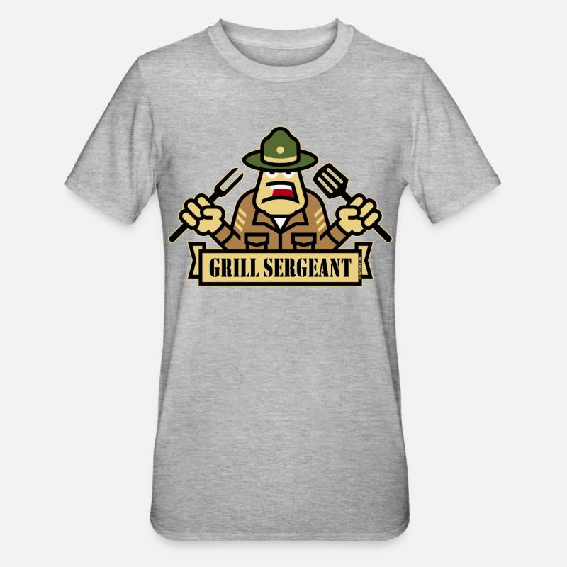 Grill Sergeant (Grilling / BBQ / Barbecue / Outl) - Unisex Polycotton T-Shirt - heather grey