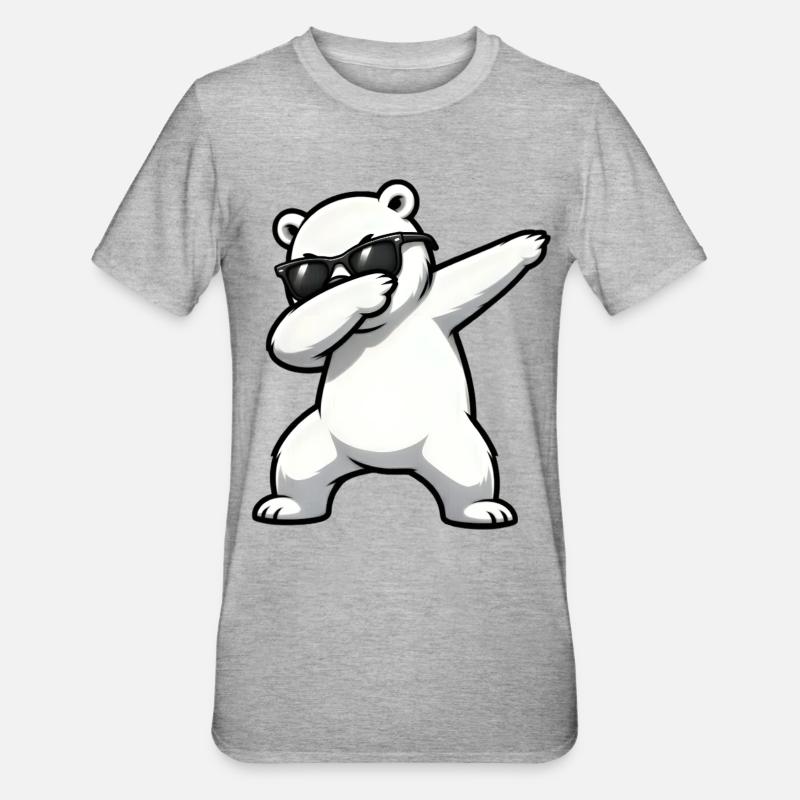 Dabbing Polar Bear - Unisex Polycotton T-Shirt - heather grey