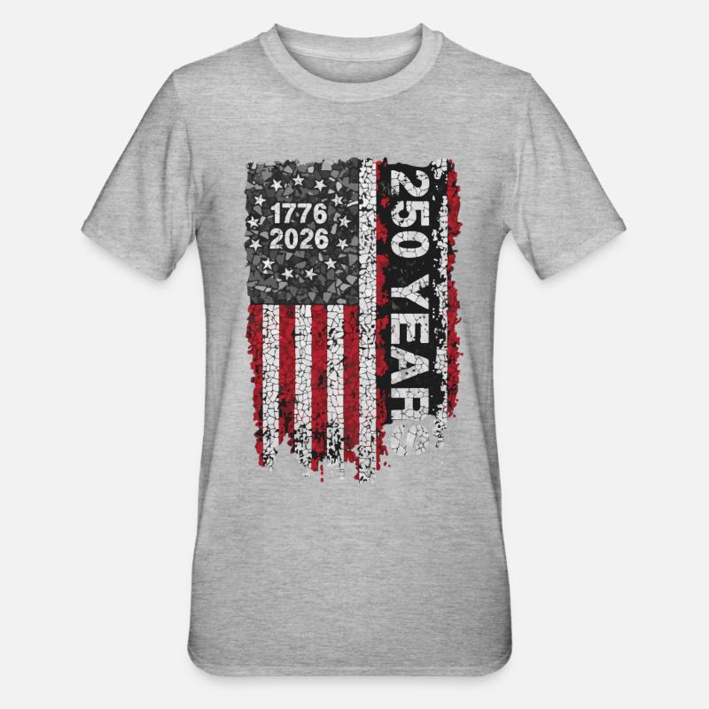 États-Unis 250 ans 1776-2026 - T-shirt polycoton Unisexe - gris chiné