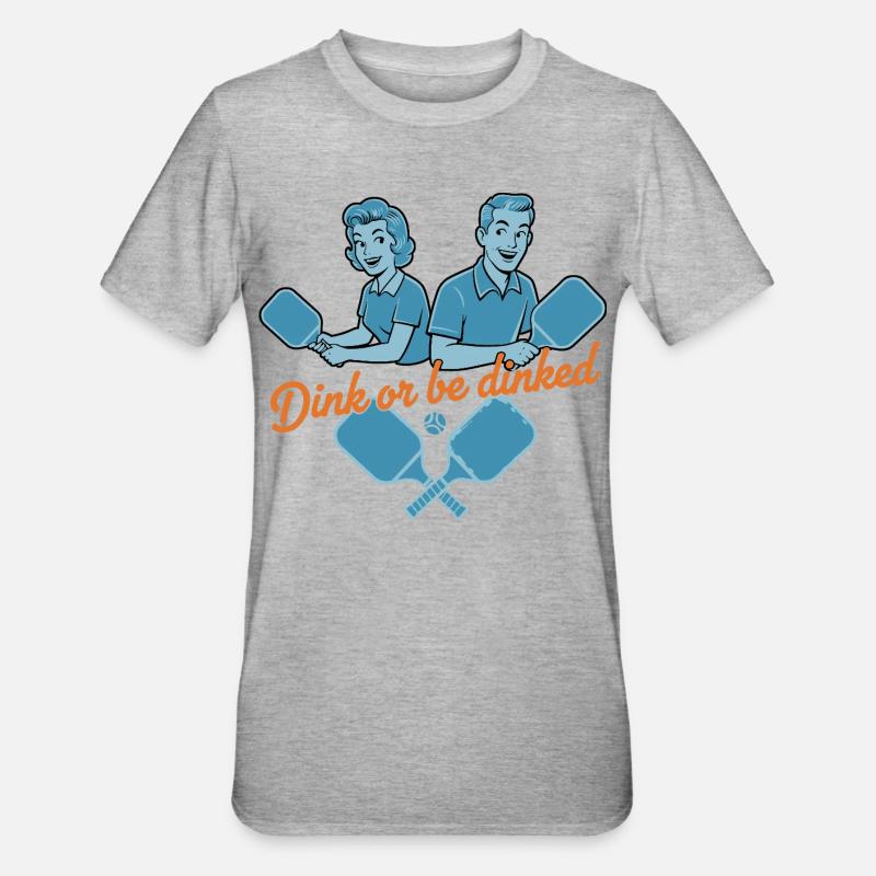Pickleball-lustiger Spieler Dink Oder Werde Liebe - Unisex Polycotton T-Shirt - Grau meliert