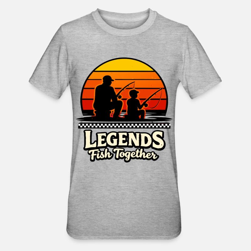 Les légendes pêchent ensemble en pêchant - T-shirt polycoton Unisexe - gris chiné