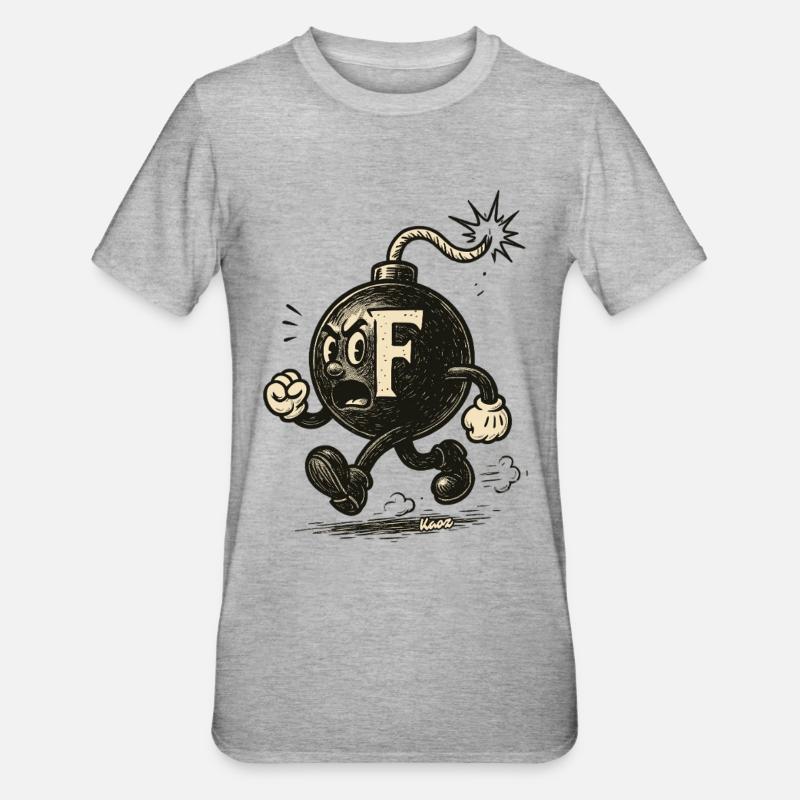 F-Bombe-Maskottchenbombe - Unisex Polycotton T-Shirt - Grau meliert