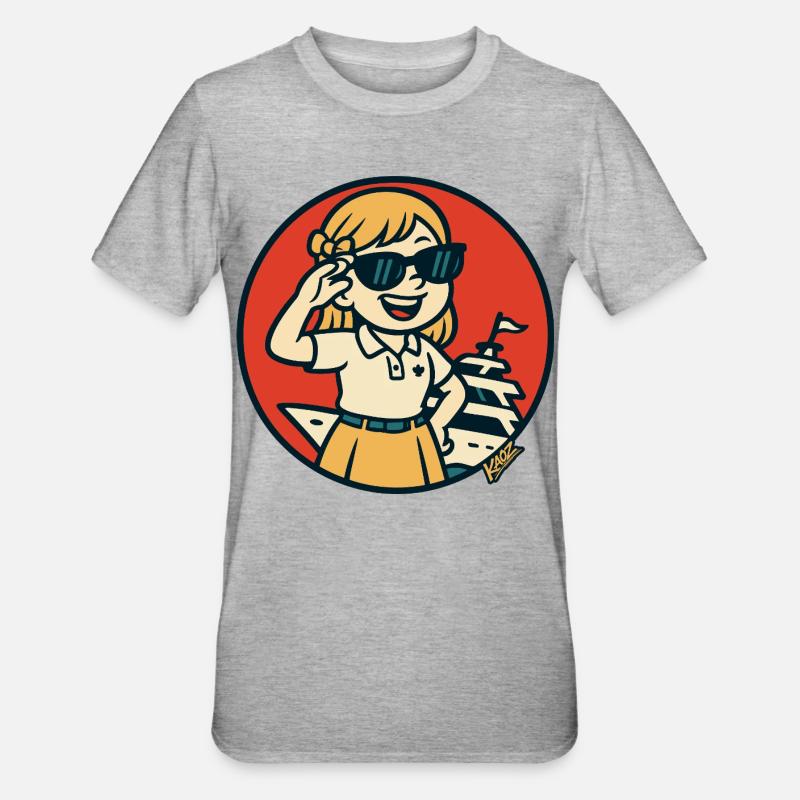 Sunny Sailor Circle Kunst - Unisex Polycotton T-Shirt - Grau meliert