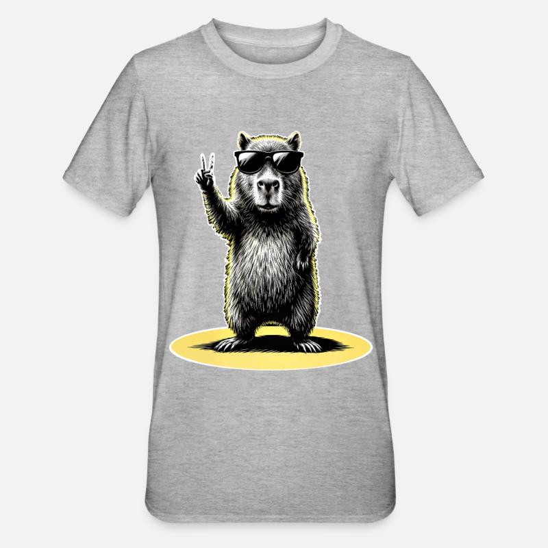 Paix de Capybara - T-shirt polycoton Unisexe - gris chiné