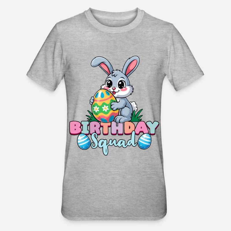 Birthday Squad Happy Easter Bunny Spring - Unisex Polycotton T-Shirt - heather grey