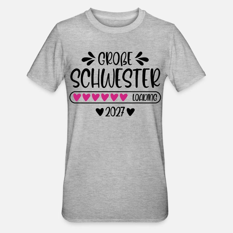 Große Schwester 2027 loading - Unisex Polycotton T-Shirt - Grau meliert