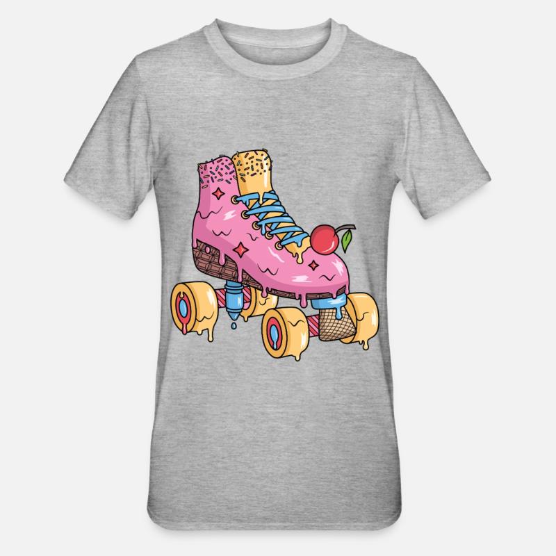 Rollschuhe Eiscreme Roller Skates Rollschuh - Unisex Polycotton T-Shirt - heather grey
