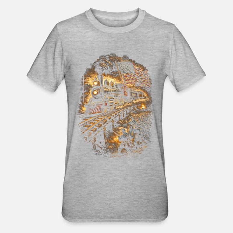 Chemin de fer miniature - T-shirt polycoton Unisexe - gris chiné