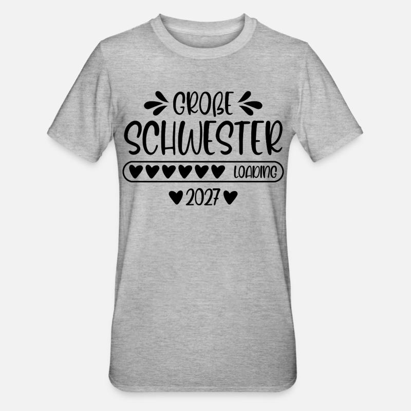 Große Schwester 2027 loading - Unisex Polycotton T-Shirt - Grau meliert
