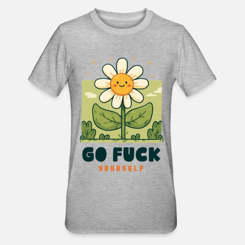 Fleur Espiègle - T-shirt polycoton Unisexe - gris chiné