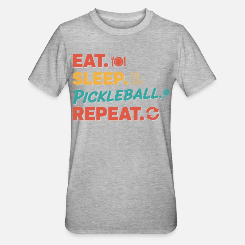 Pickleball rolig spelare ät sov pickleball - Polycotton-T-shirt unisex - gråmelerad