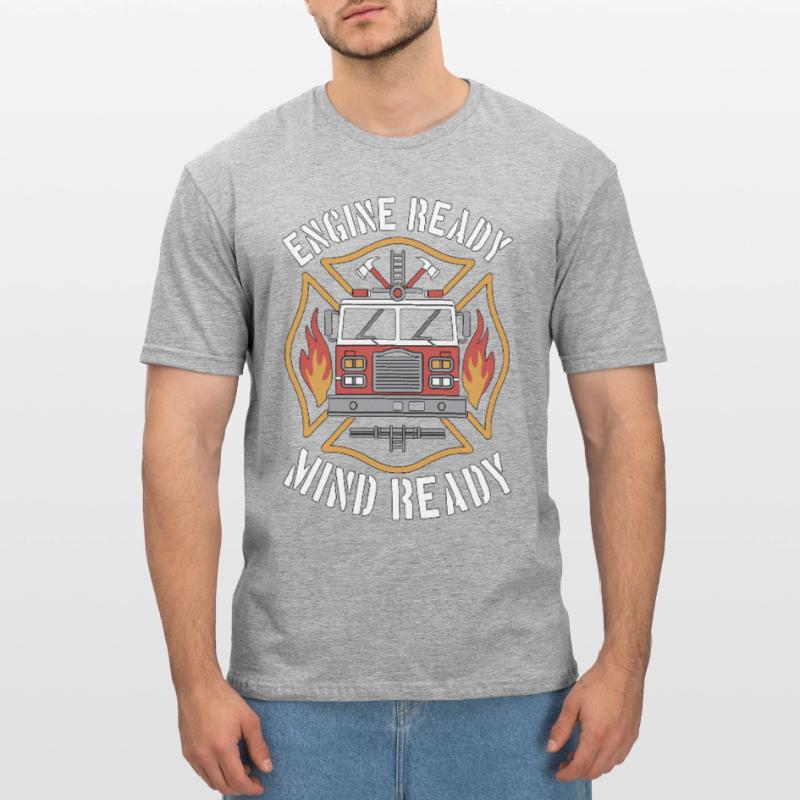 Fire Engineer Engine Ready Mind Ready Firefighting T-shirt polycoton Unisexe