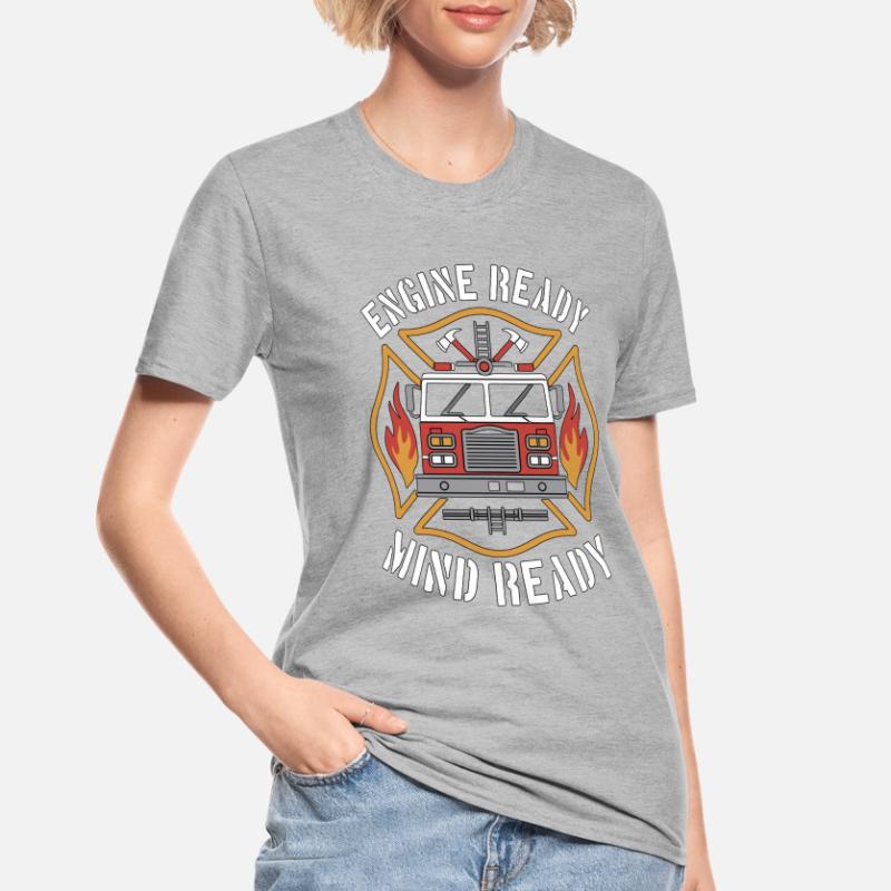 Fire Engineer Engine Ready Mind Ready Firefighting T-shirt polycoton Unisexe