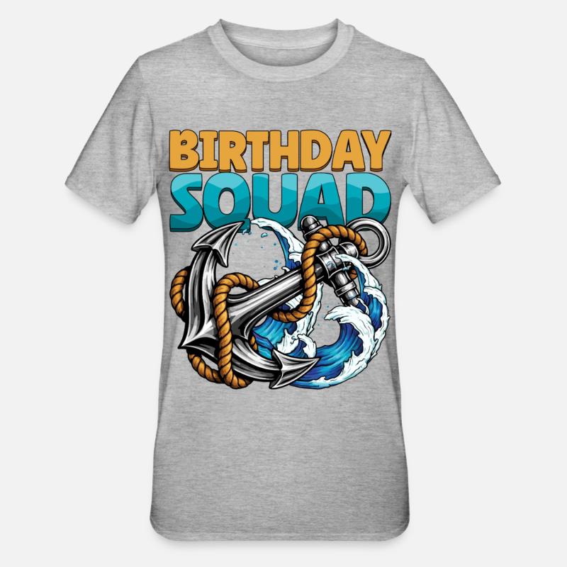 Birthday Squad Beach Sommer-Kreuzfahrtanker - Unisex Polycotton T-Shirt - Grau meliert