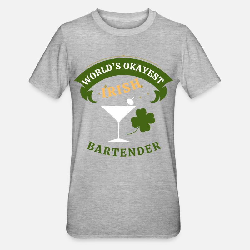 Irish Bartender - the okayest Irish Bartender - Unisex Polycotton T-Shirt - heather grey