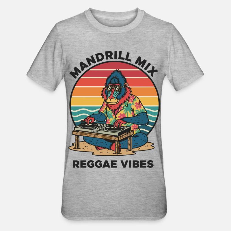 Mandrill DJ Reggae Vibes Rétro - T-shirt polycoton Unisexe - gris chiné