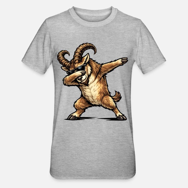 Dabbing Steinbock - Unisex Polycotton T-Shirt - Grau meliert
