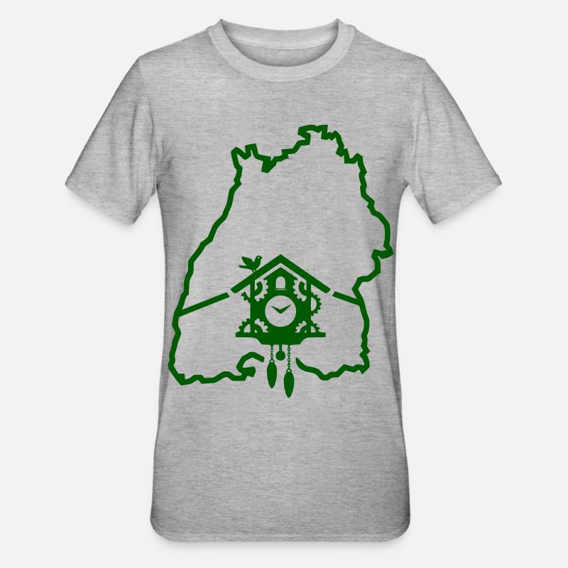 Période de Ländle : Silhouette du Bade-Wurtemberg - T-shirt polycoton Unisexe - gris chiné