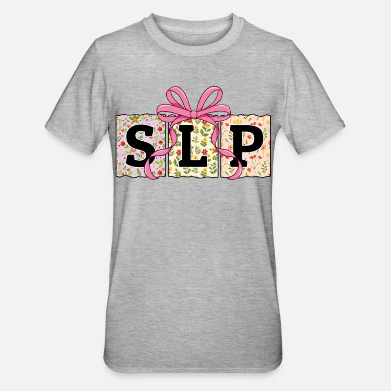 SLP Speech Language Pathology Speech Therapy - Unisex Polycotton T-Shirt - heather grey