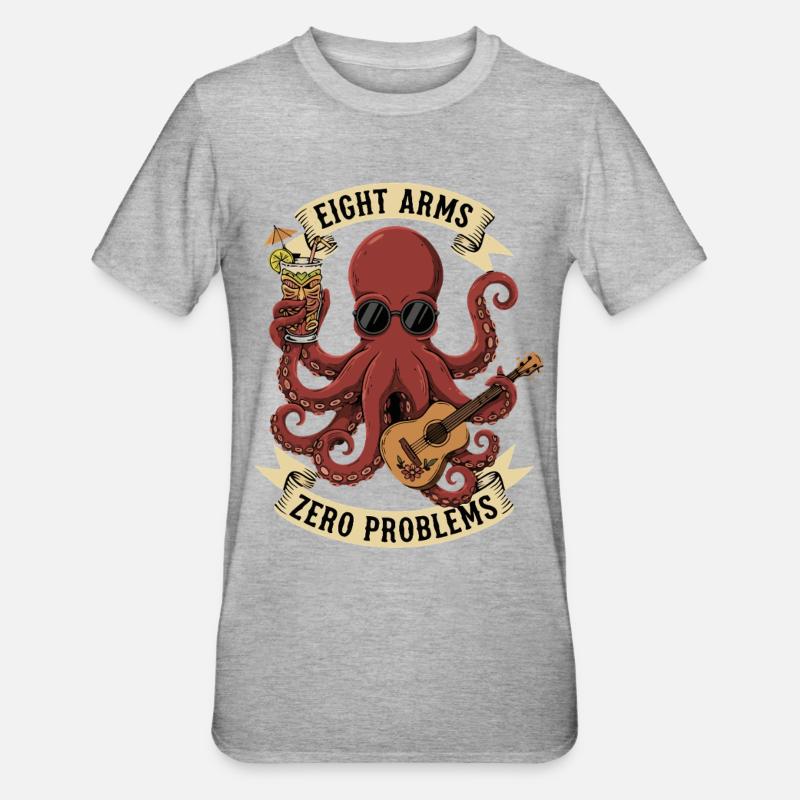 Eight Arms Zero Problems - Unisex Polycotton T-Shirt - heather grey