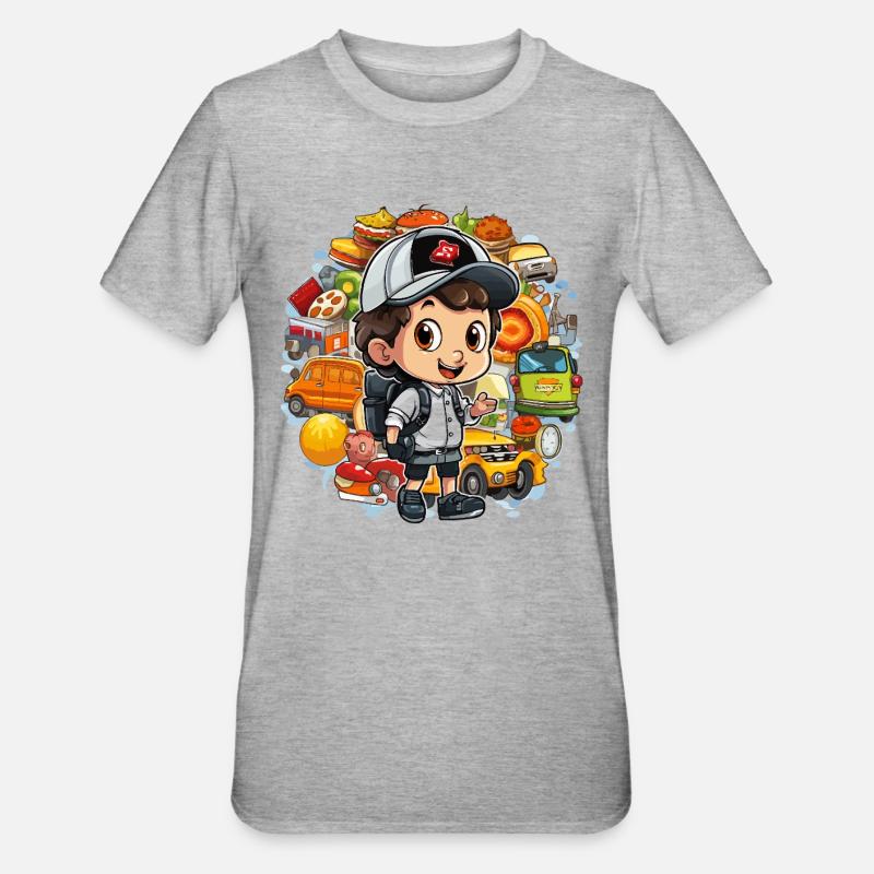 Essensabenteuer Entdecker - Unisex Polycotton T-Shirt - Grau meliert