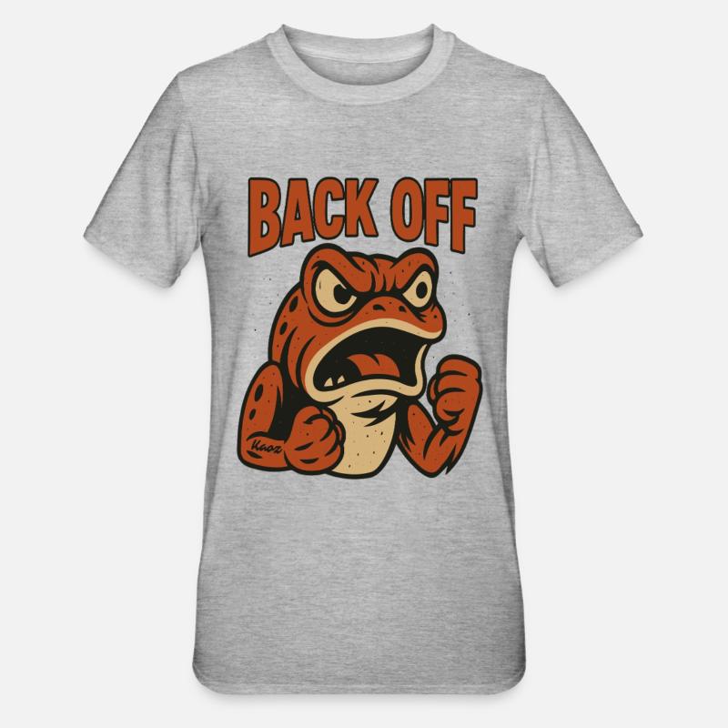Back Off Angry Frog Patch - Unisex Polycotton T-Shirt - heather grey
