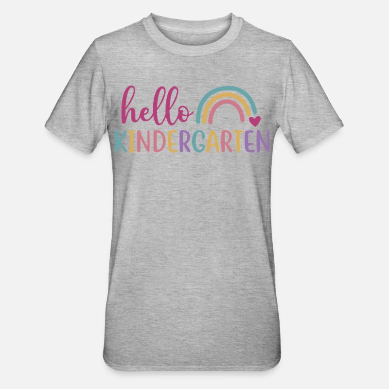Hello Kindergarten - Back to School Design - Unisex Polycotton T-Shirt - heather grey