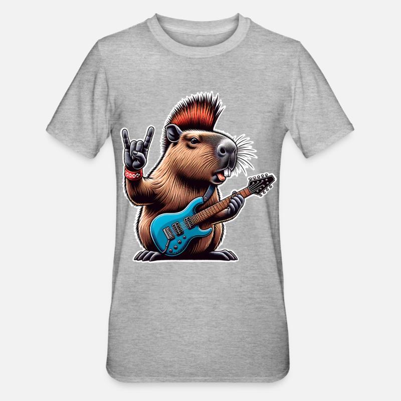 Guitariste électrique Rock N Roll - T-shirt polycoton Unisexe - gris chiné