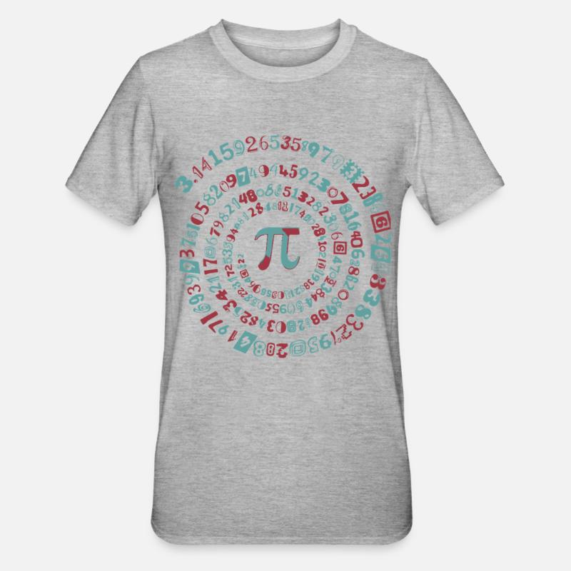 Pi - Mathematik - Unisex Polycotton T-Shirt - Grau meliert