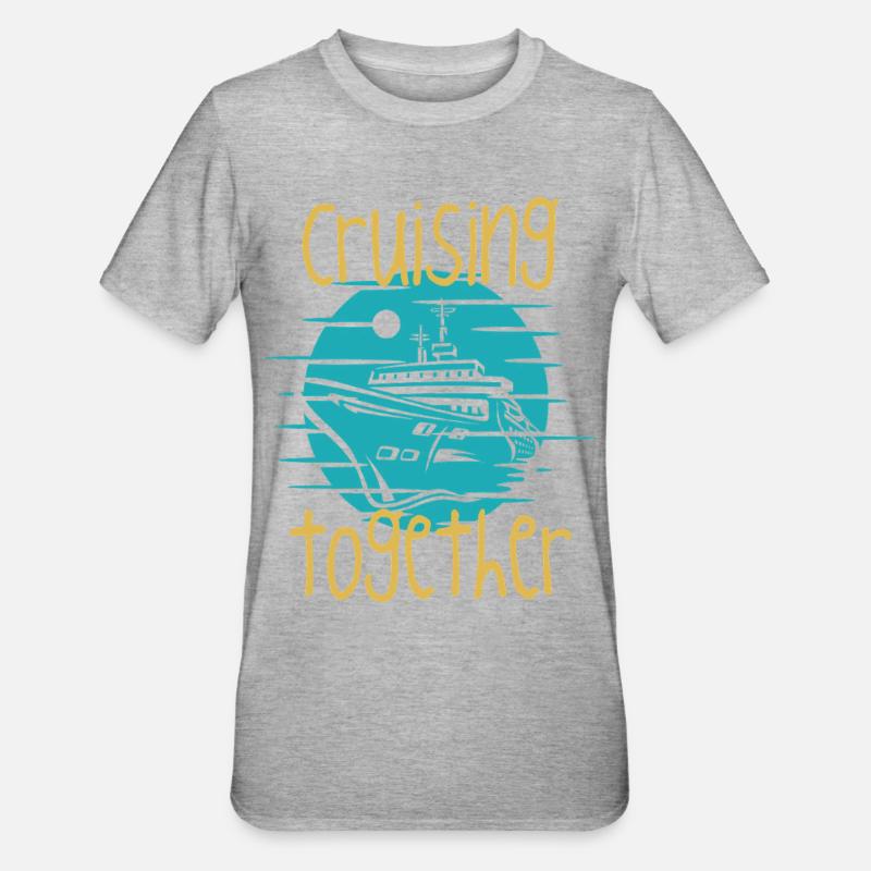 Gemeinsam Kreuzfahrt-Bootsgrafik - Unisex Polycotton T-Shirt - Grau meliert