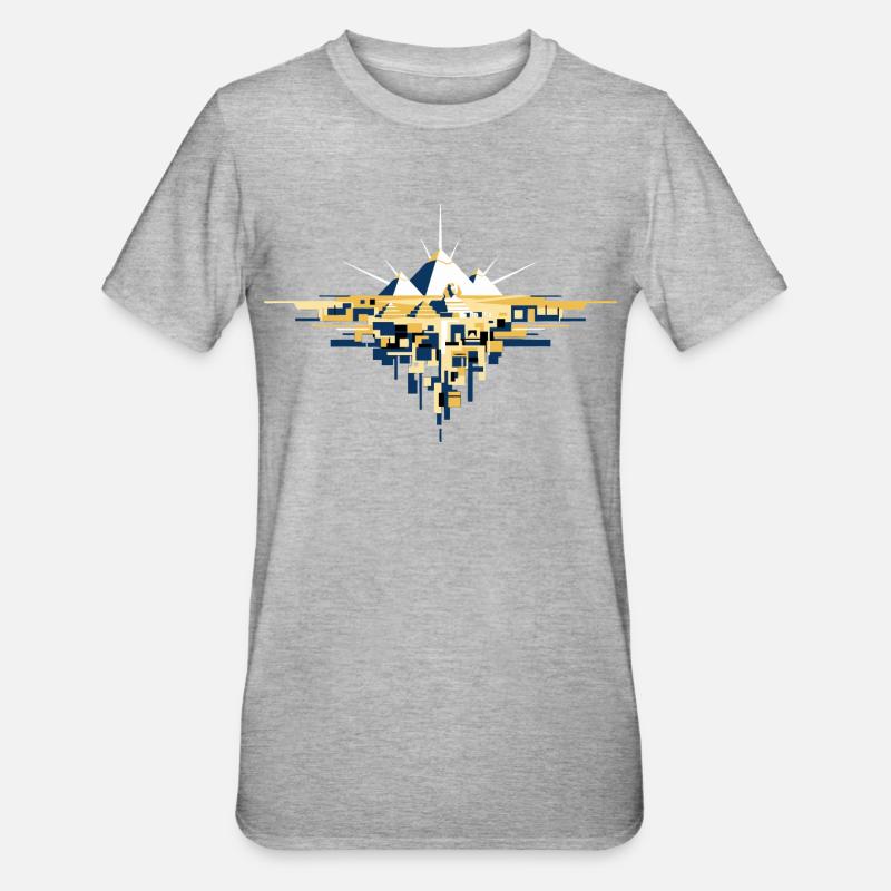 Pyramides d’Égypte Sphinx de Gizeh - T-shirt polycoton Unisexe - gris chiné