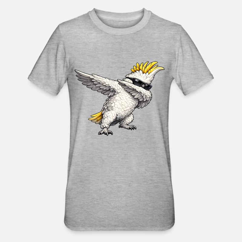 Cacatoès en train de s’essuyer - T-shirt polycoton Unisexe - gris chiné