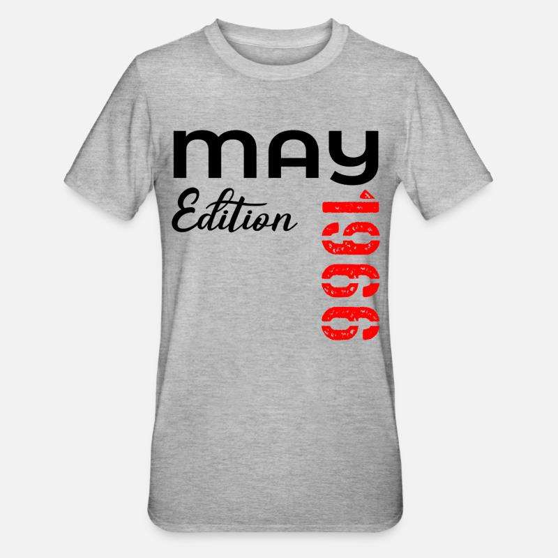 60th Birthday May 1966 - Unisex Polycotton T-Shirt - heather grey