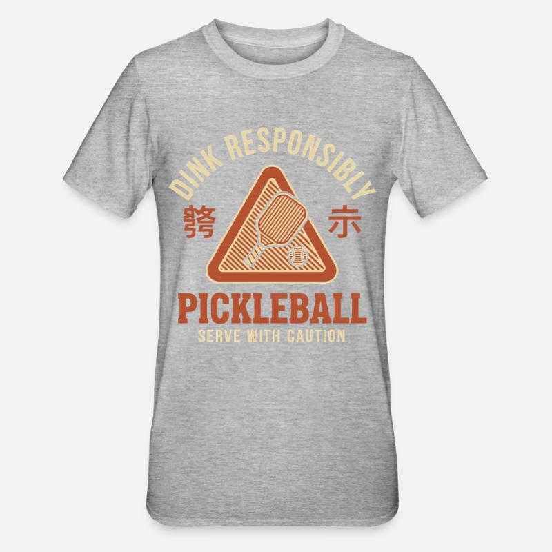 Pickleball-Spaßspieler Dink Responsible Caution - Unisex Polycotton T-Shirt - Grau meliert