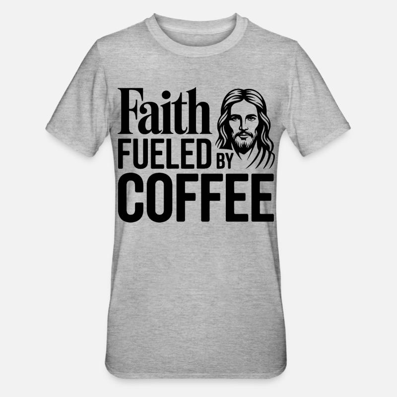 Fede alimentata dal caffè Umorismo cristiano del caffè - Maglietta unisex, mix cotone e poliestere - grigio melange
