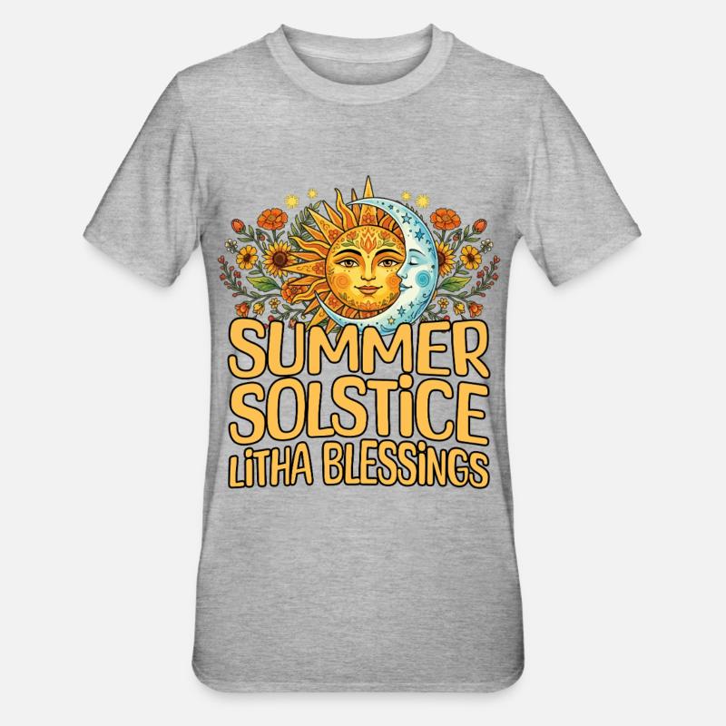 Litha Pagan Summer Solstice Midsummer Midsommar - Unisex Polycotton T-Shirt - heather grey