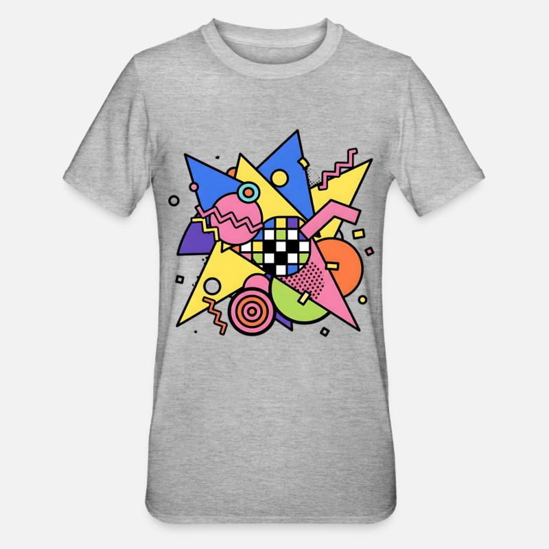 Abstraktes Geometrisches Muster 90s Style - Unisex Polycotton T-Shirt - Grau meliert