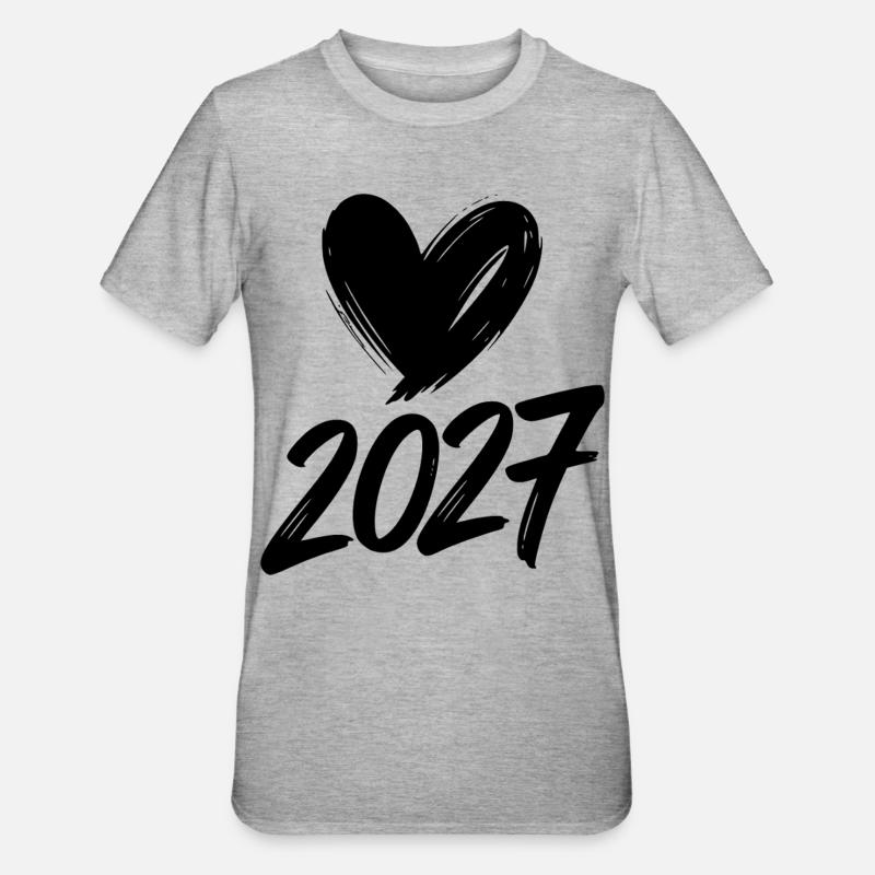 2027 Hjerte - Unisex polycotton T-shirt - grå meleret